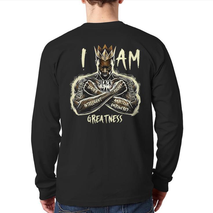 I Am Man King Powerful Dad Afro Melanin Long Sleeve T-Shirt Back Print