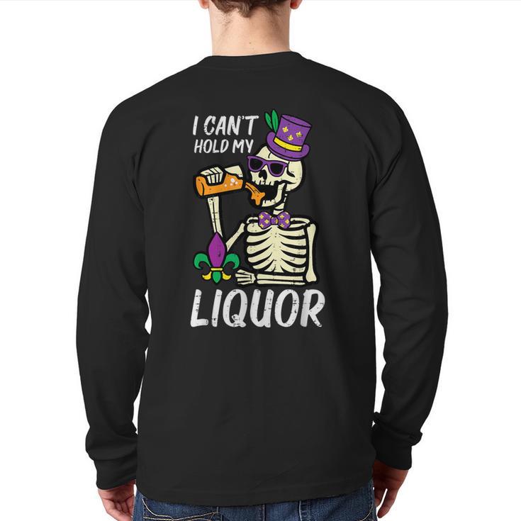 Mardi Gras Skeleton Cant Hold My Carnival Team Dad Men Long Sleeve T-Shirt Back Print