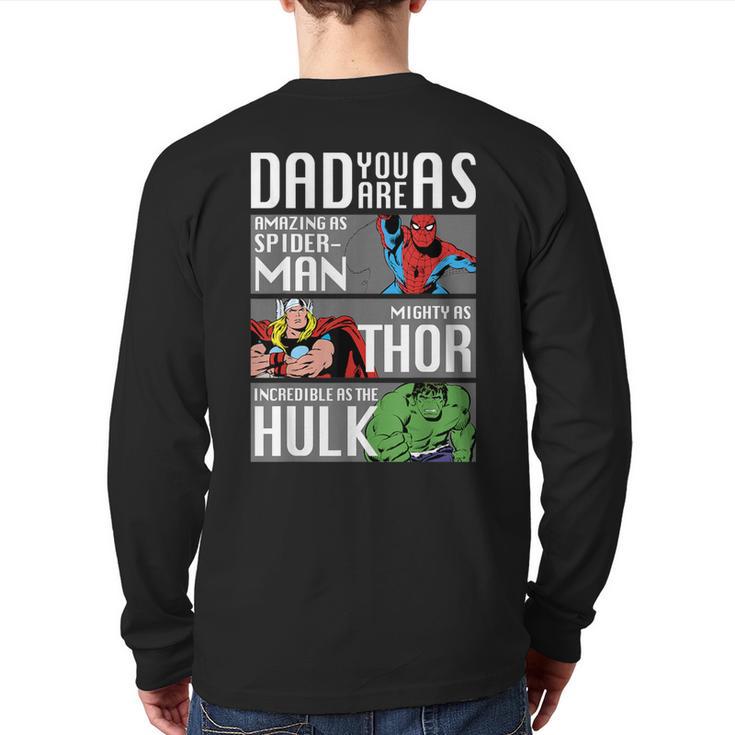 Marvel Father's Day Spider-Man Thor Hulk Dad Attributes Long Sleeve T-Shirt Back Print