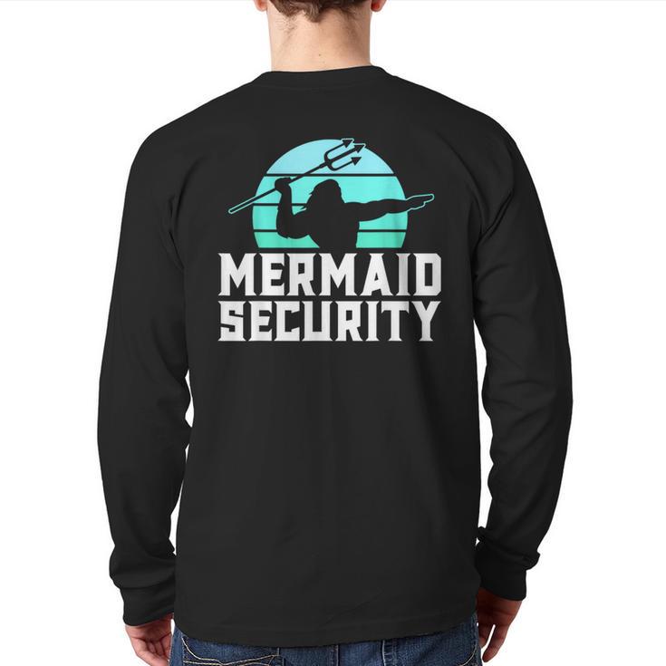 Mermaid Security Shirt Boys Swimmer Dad Merdad Trident Long Sleeve T-Shirt Back Print