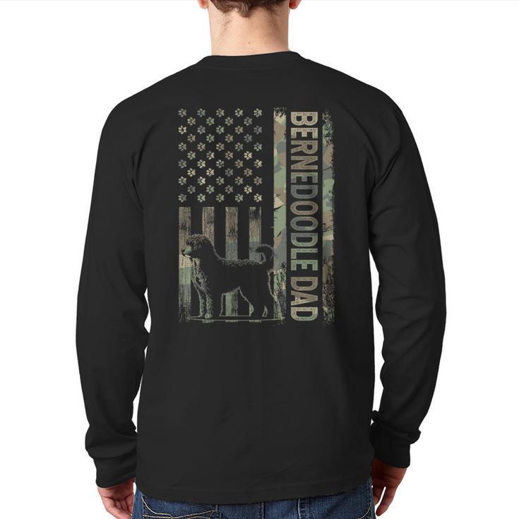 Mini Bernedoodle Dad Camo USA Flag DESIGN ON BACK Long Sleeve T-Shirt Back Print