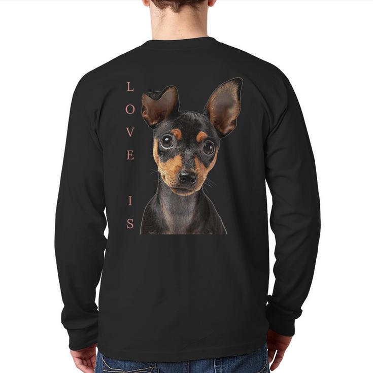 Miniature Pinscher Shirt Dog Mom Dad Tshirt Love Puppy Pet Long Sleeve T-Shirt Back Print