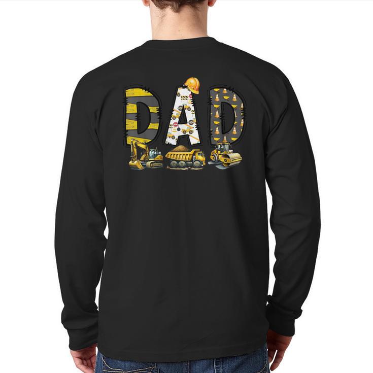 Mom And Dad Construction Birthday Boys Toddler Kids Family Long Sleeve T-Shirt Back Print