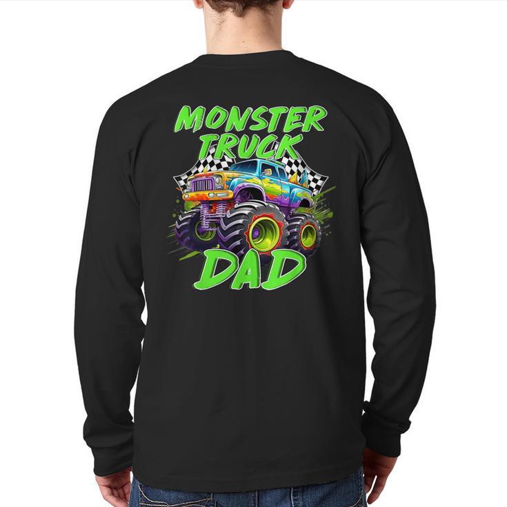 Monster Truck Dad Family Matching Birthday Party Fathers Day Long Sleeve T-Shirt Back Print