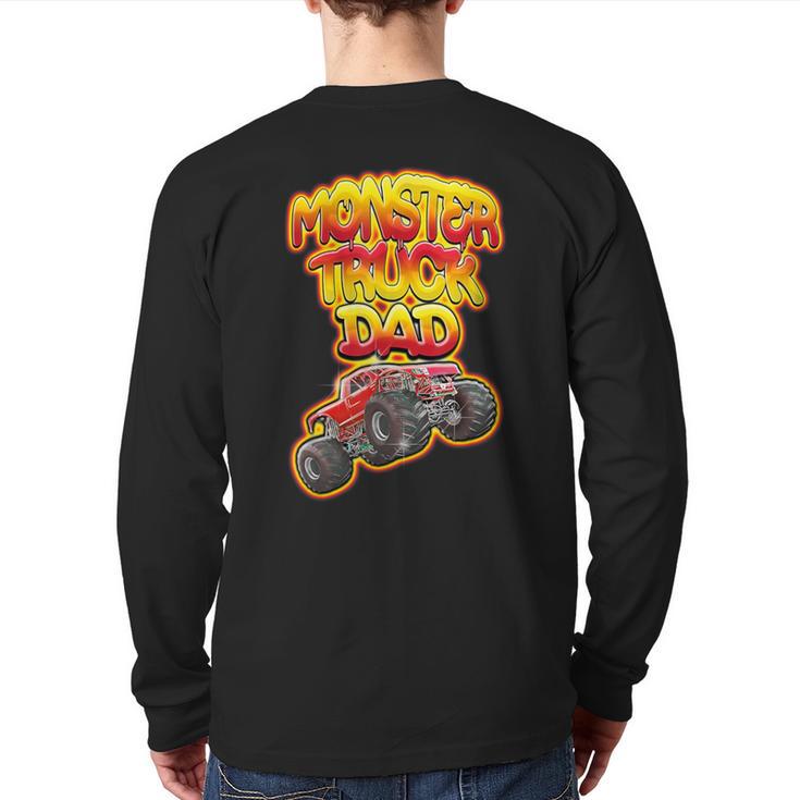 Monster Truck Dad Hot Red Graffiti Style Long Sleeve T-Shirt Back Print