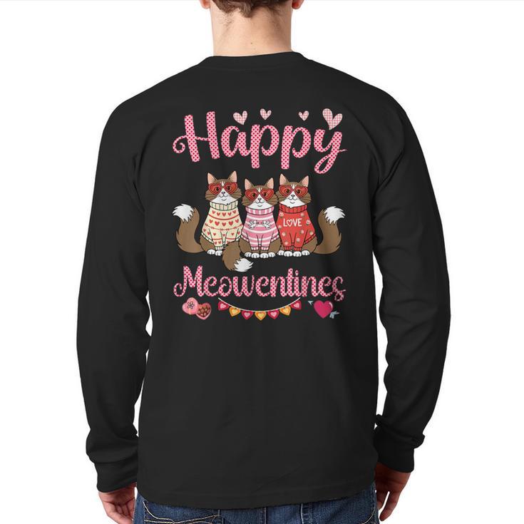 Norwegian Forest Cat Happy Meowentines Valentine Dad Mom Long Sleeve T-Shirt Back Print