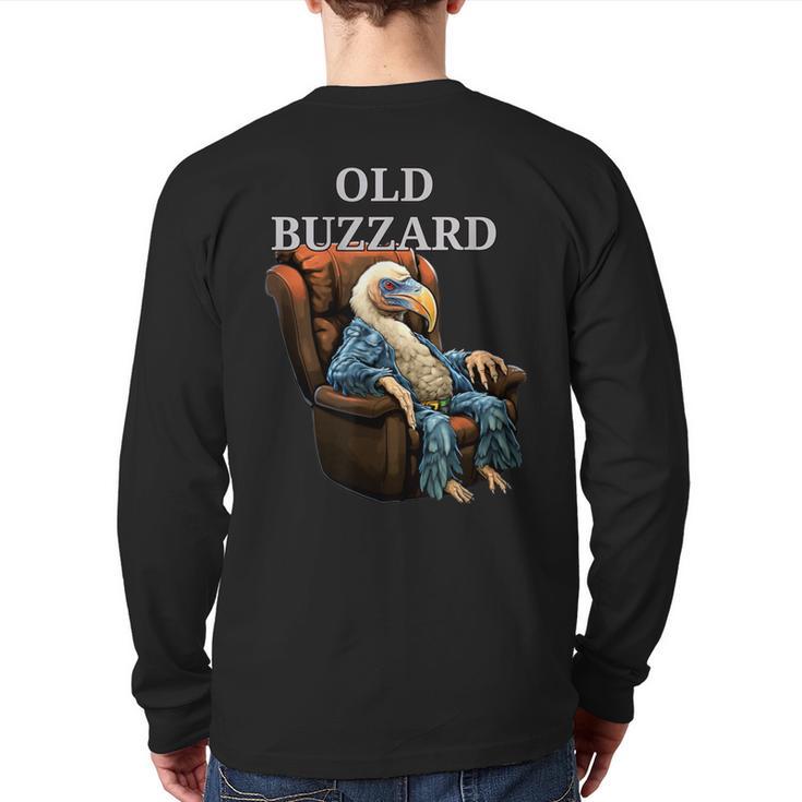 Old Buzzard Bird Old Man Grandpa Recliner Dads Joke Long Sleeve T-Shirt Back Print