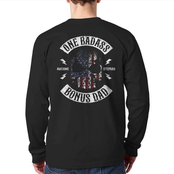 One Badass Bonus Stepdad Birthday Step Dad Long Sleeve T-Shirt Back Print