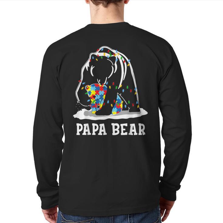 Papa Bear Autism Awareness Autism Matching Family Dad Long Sleeve T-Shirt Back Print