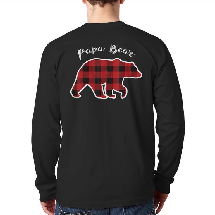 PAPA Bear Men Red Plaid Christmas Pajama Family Dad Small Long Sleeve T-Shirt Back Print