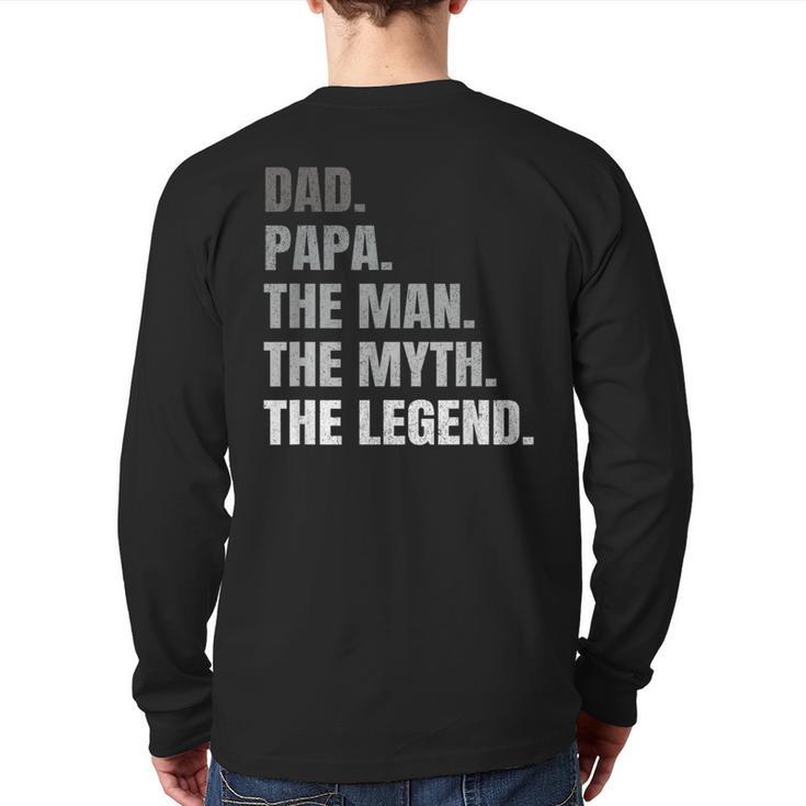 Papa Dad Legend Men Grandpa Christmas Father's Day Birthday Long Sleeve T-Shirt Back Print