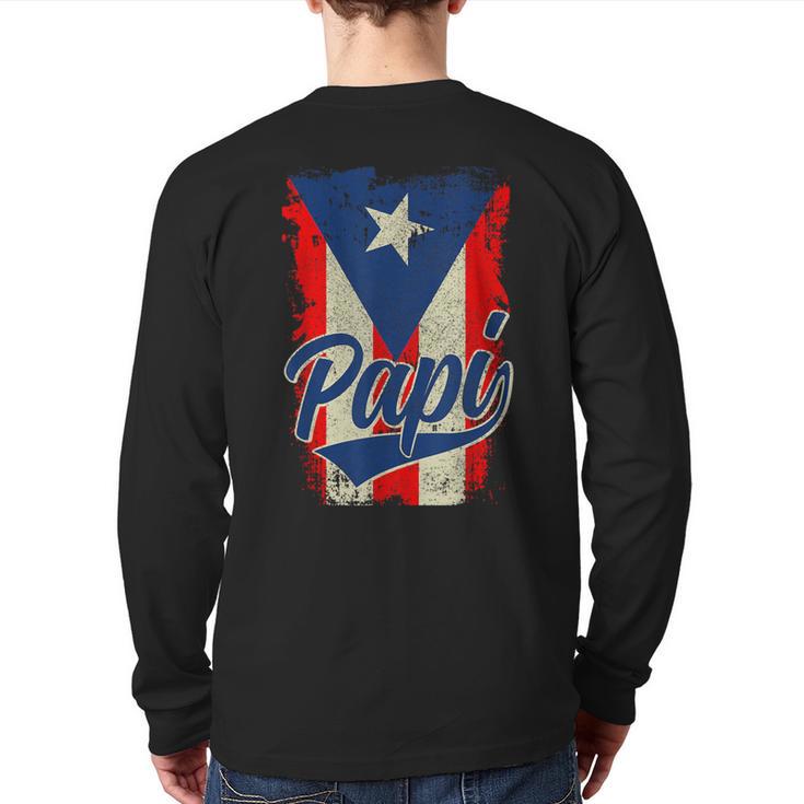 Papi Puerto Rican Dad Puerto Rico Pride Boricua Father's Day Long Sleeve T-Shirt Back Print