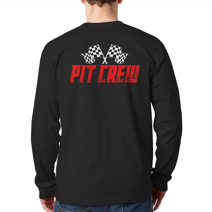 Pit Crew Family Racing Birthday Race Car For Dad Mom Kids Long Sleeve T-Shirt Back Print