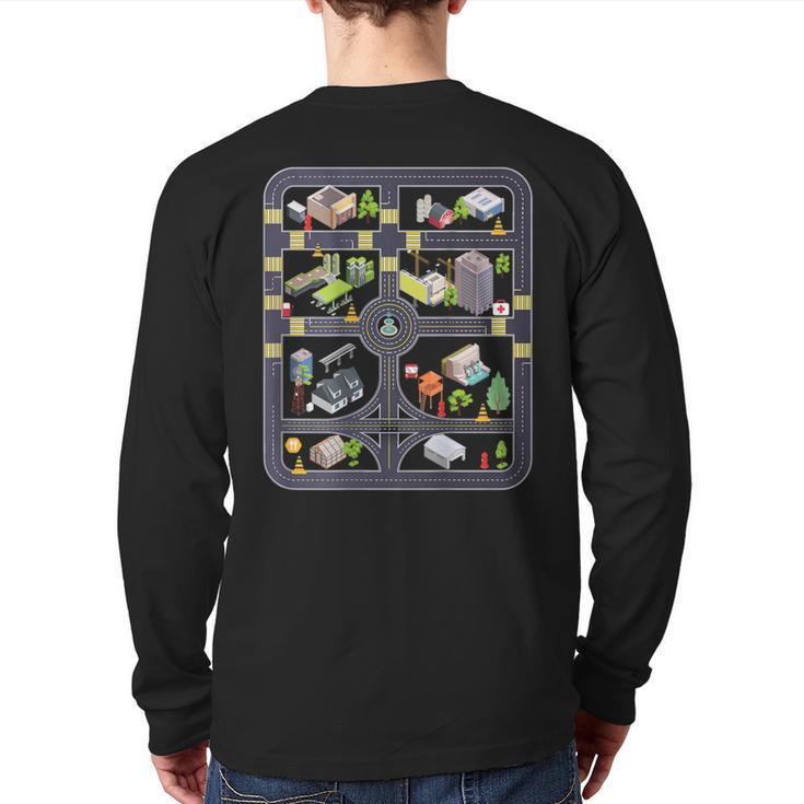 Play Cars On Dad's Back Mom's Back City Map BACK PRINT ONLY Long Sleeve T-Shirt Back Print Play Cars On Dad's Back Mom's Back City Map BACK PRINT ONLY Long Sleeve T-Shirt Back Print