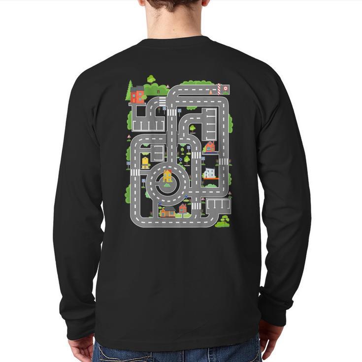 Play Cars On Dad's Back Shirt Kids And Fathers Play Long Sleeve T-Shirt Back Print