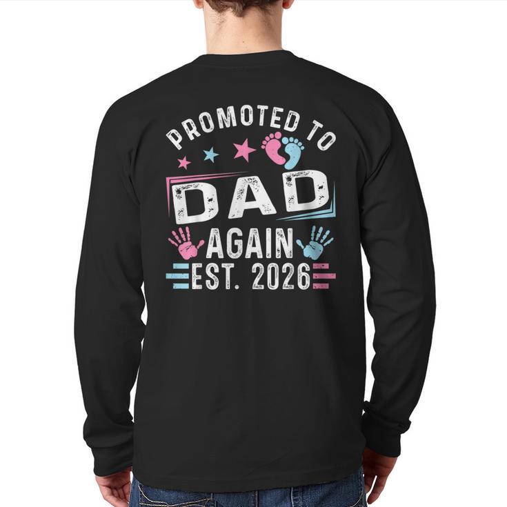 Promoted To Dad Again Est 2026 Vintage Dad Long Sleeve T-Shirt Back Print