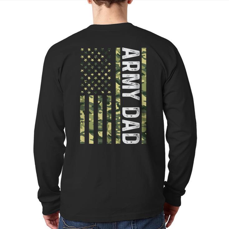 Proud Army Dad United States USA Flag For Father's Day Long Sleeve T-Shirt Back Print