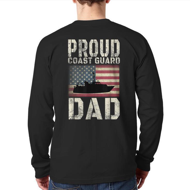 Proud Coast Guard Dad USCG American Flag T-Shirt Long Sleeve T-Shirt Back Print
