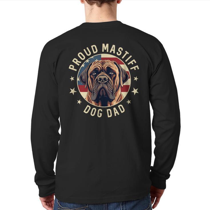 Proud Mastiff Dad American Flag Patriotic Mastiff Dad Long Sleeve T-Shirt Back Print