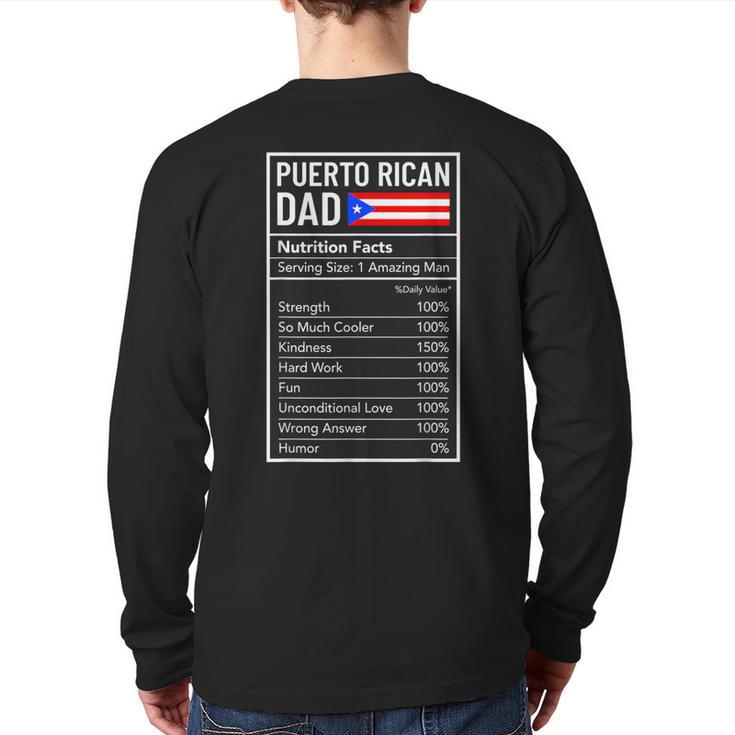 Puerto Rican Dad Nutrition Facts Pride Father's Day Long Sleeve T-Shirt Back Print