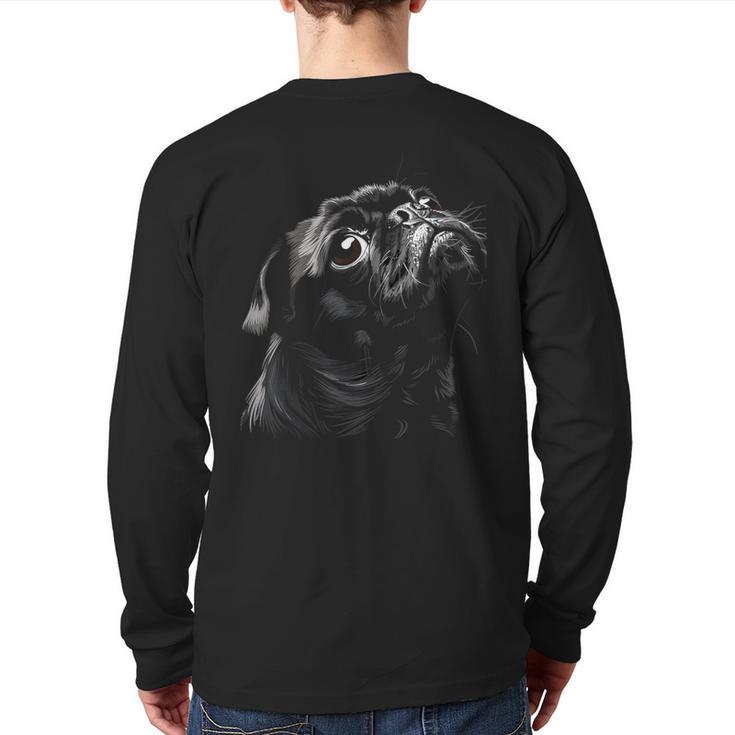 Pug For Dog Mom Dad Cute Pug Men Women Kids Long Sleeve T-Shirt Back Print