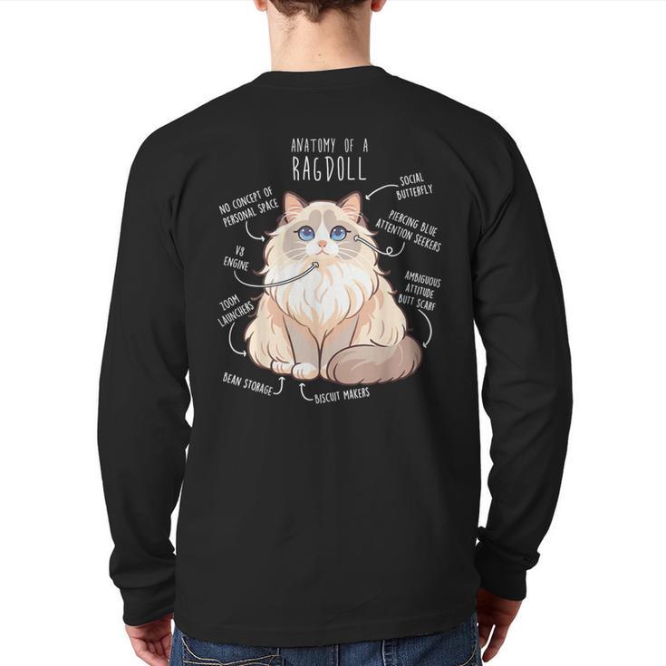 Ragdoll Cat Anatomy Cute Pet Mom Dad Cream Bicolor Long Sleeve T-Shirt Back Print