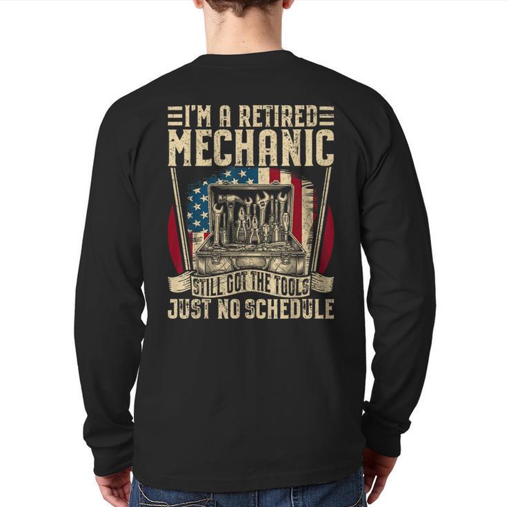 Retired Car Mechanic Tool Retirement Dad Grandpa Men Long Sleeve T-Shirt Back Print