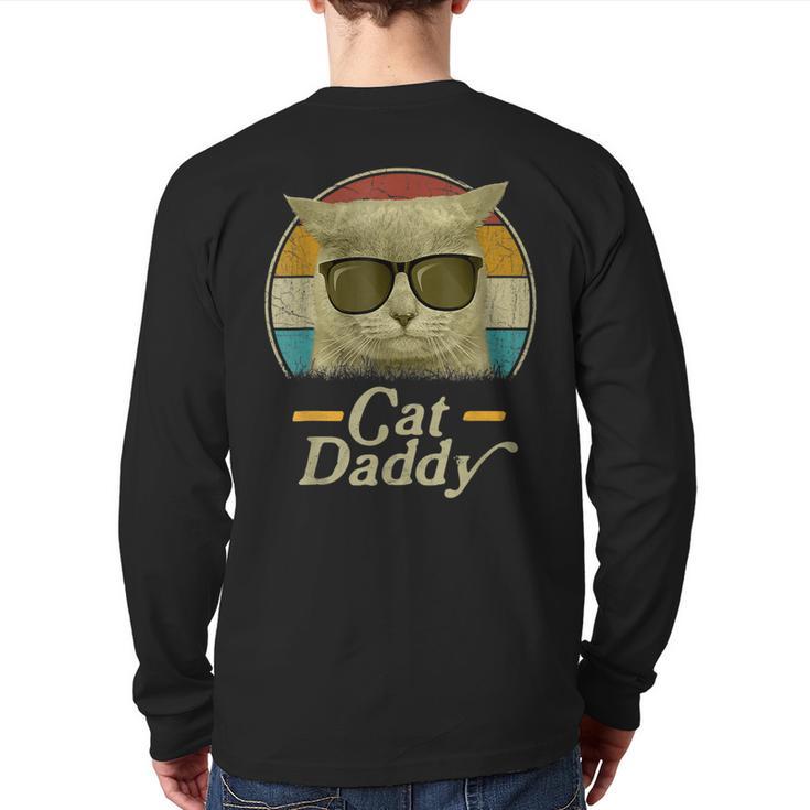 Retro Cat Daddy 80s 90s Style Sunglasses Long Sleeve T-Shirt Back Print