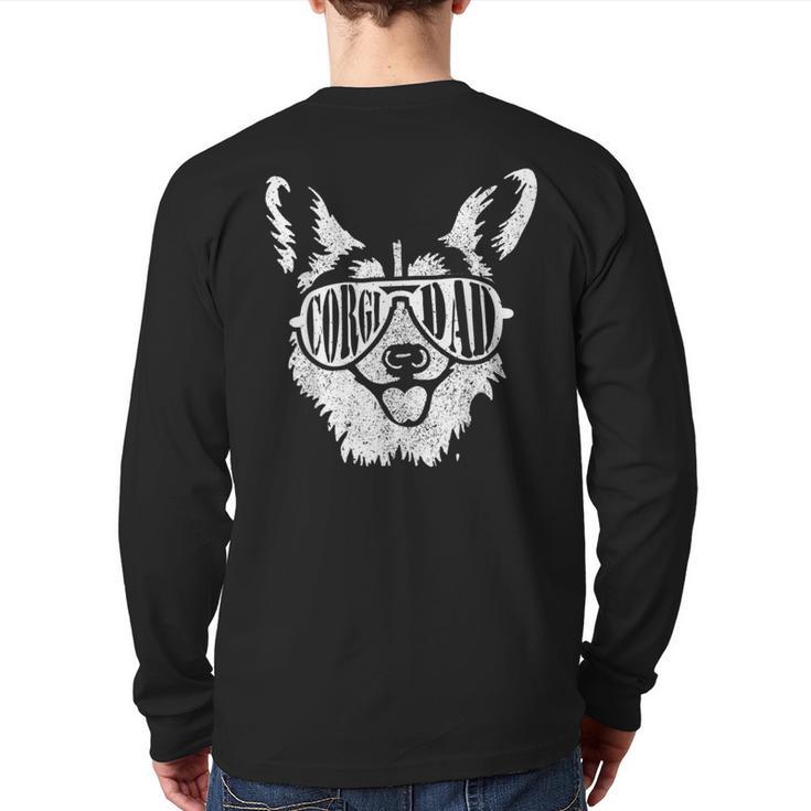 Retro Corgi Dad Dog Owner Pet Welsh Corgi Fathers Day Long Sleeve T-Shirt Back Print