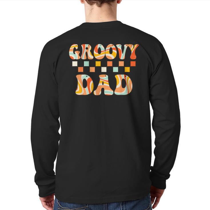 Retro Groovy Dad Matching Family 1st Birthday Party Long Sleeve T-Shirt Back Print