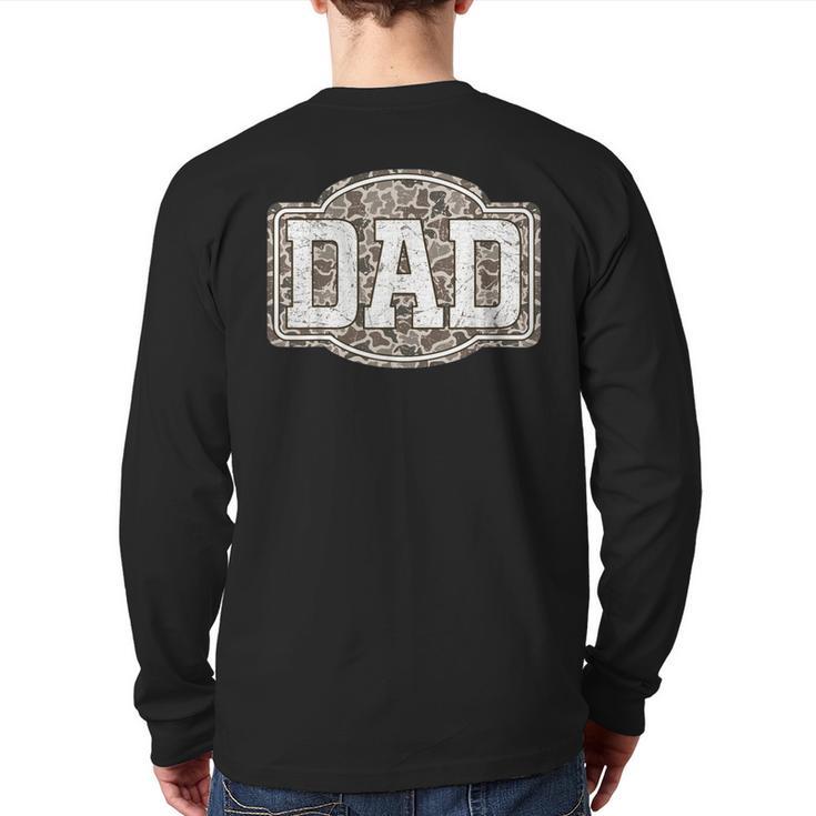 Retro Old Camo Dad Camouflage Hunting Season Father's Day Long Sleeve T-Shirt Back Print