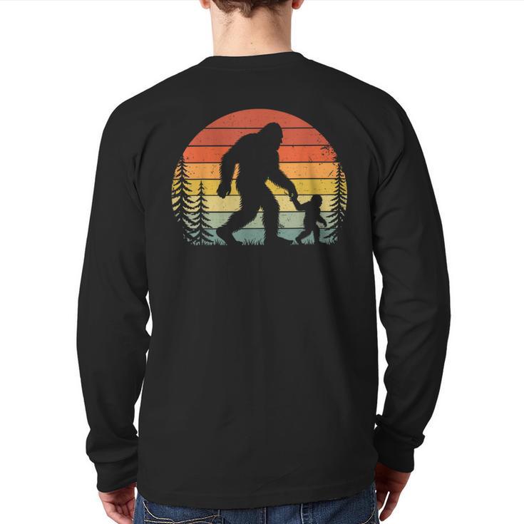 Retro Vintage Bigfoot Dad Fathers Day Father Son Matching Long Sleeve T-Shirt Back Print