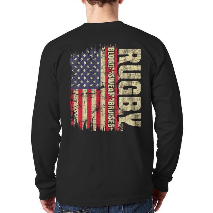 Rugby Blood Sweat Bruises Rugby Player Coach Dad Mom Long Sleeve T-Shirt Back Print