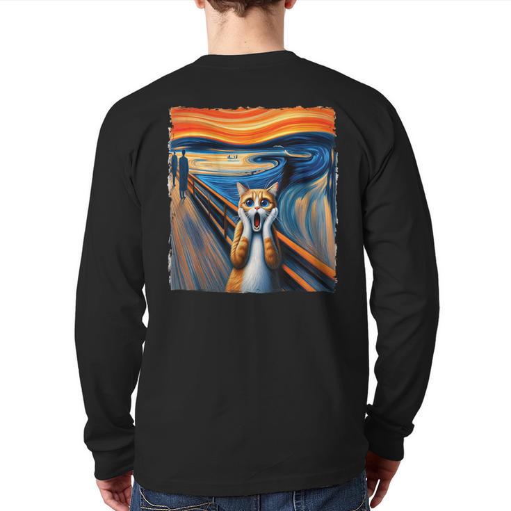 The Scream Cat Parody For Kitty Cat Lover Cat Mom Cat Dad Long Sleeve T-Shirt Back Print