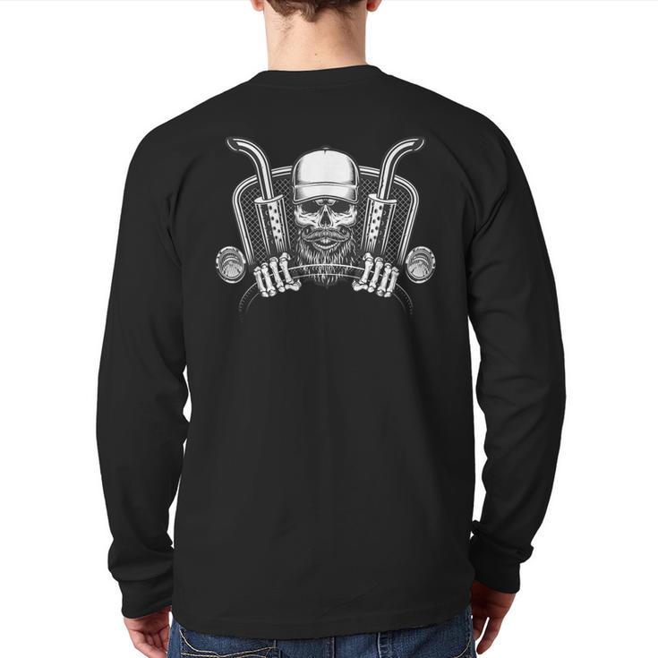 Skeleton Truck Driver Big Trucking Trucker Dad Long Sleeve T-Shirt Back Print