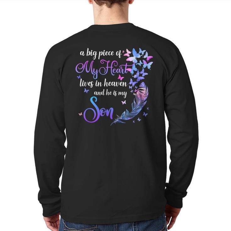 My Son Lives In Heaven Memorial Quotes Love Mom Dad Matching Long Sleeve T-Shirt Back Print