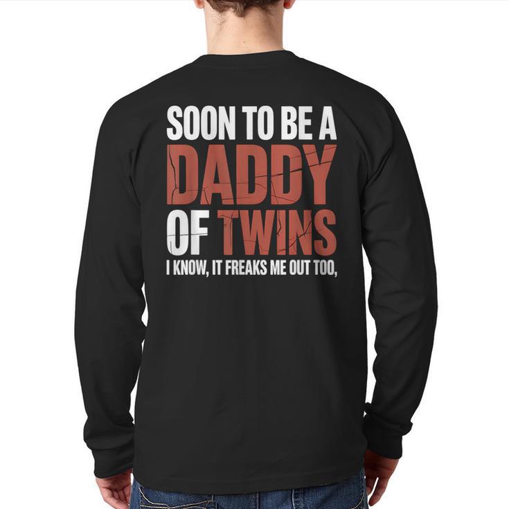Soon To Be Dad Twins Fatherhood Pregnancy Announcement New D Long Sleeve T-Shirt Back Print