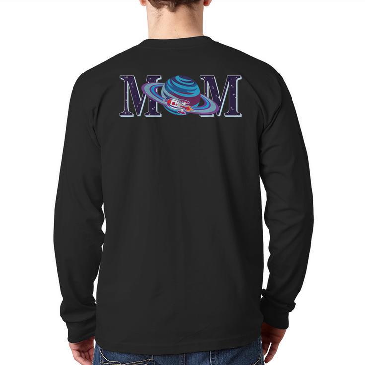 Space Mom Family Matching Dad Space Birthday Theme Party Long Sleeve T-Shirt Back Print