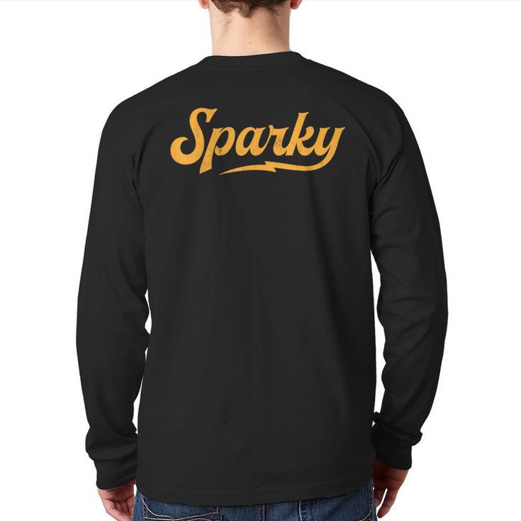 Sparky Electrician Lineman Dad Retro Vintage Novelty Long Sleeve T-Shirt Back Print