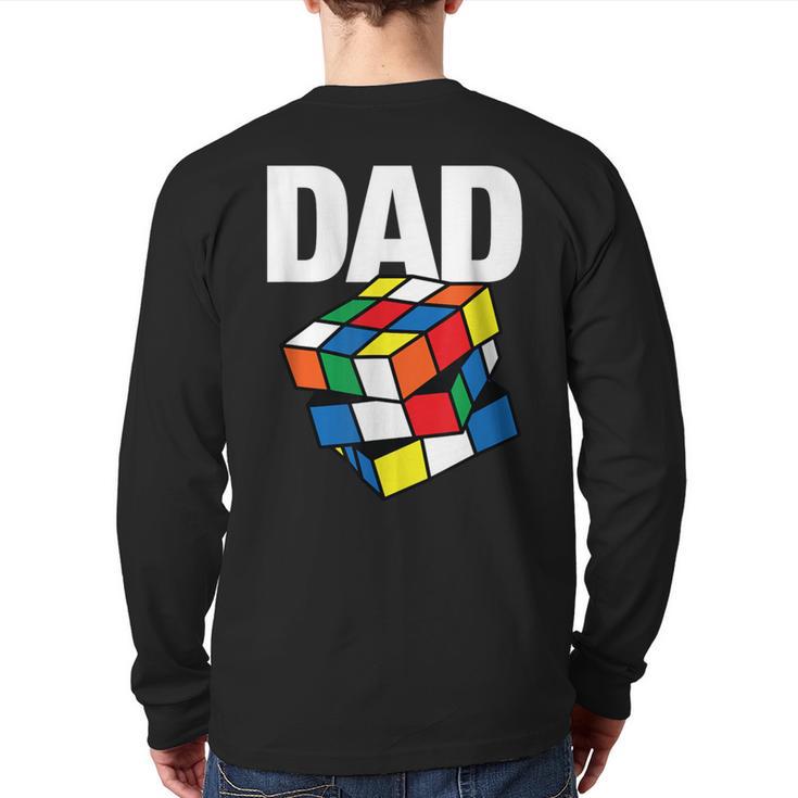 Speed Cubing Dad Puzzle Cuber Cube Kids Long Sleeve T-Shirt Back Print
