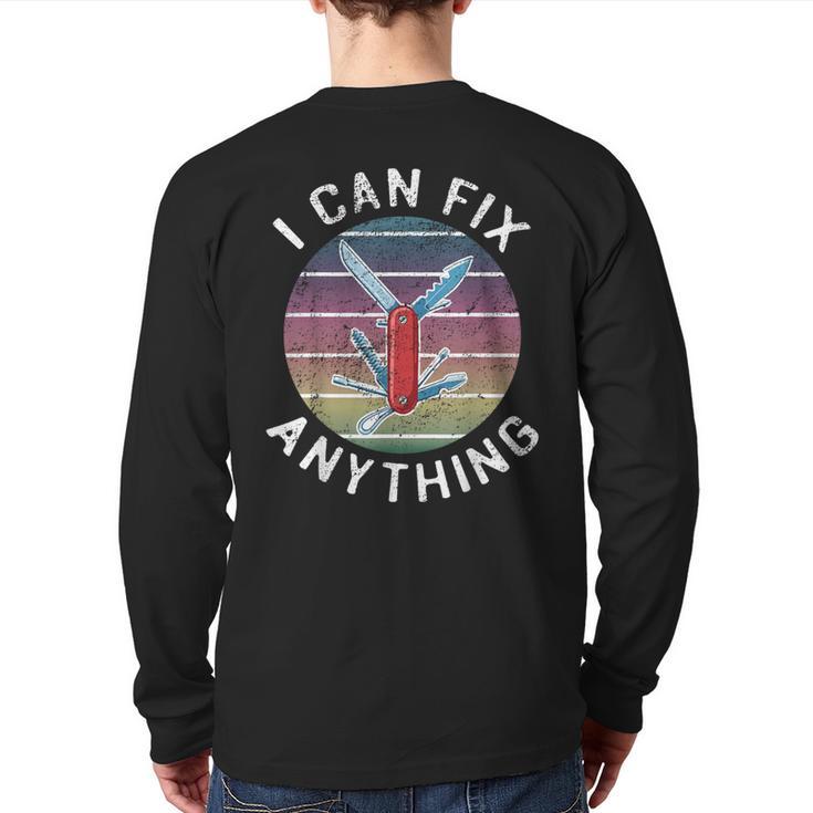 Swiss Army Knife DIY Dad Fathers Day Fix Anything Handyman Long Sleeve T-Shirt Back Print