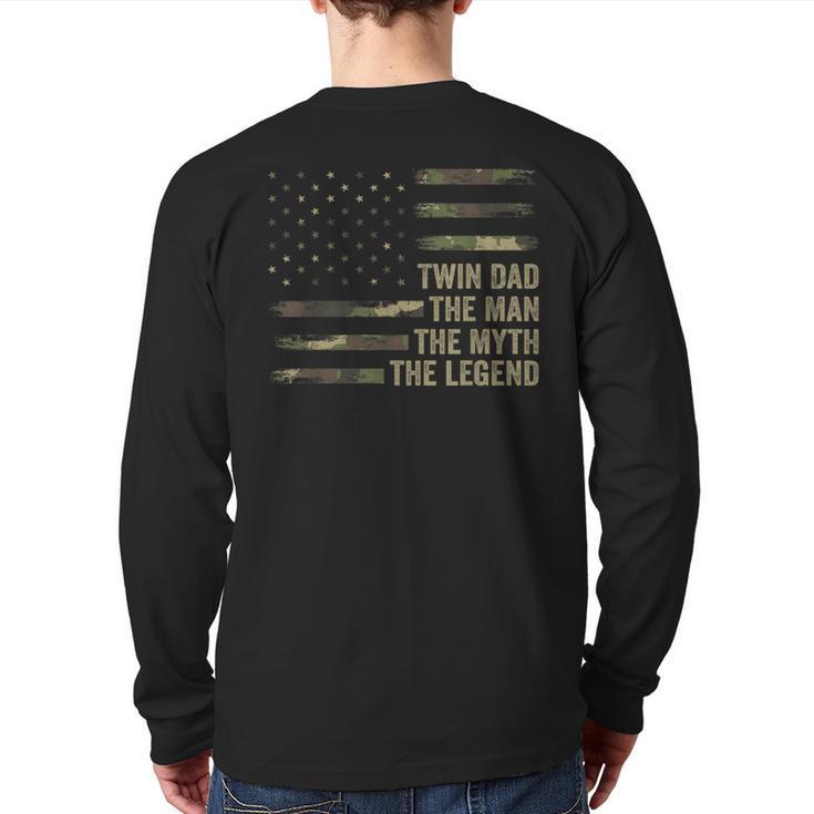 Twin Dad Camo USA Flag Twin Dad The Man The Myth The Legend Long Sleeve T-Shirt Back Print
