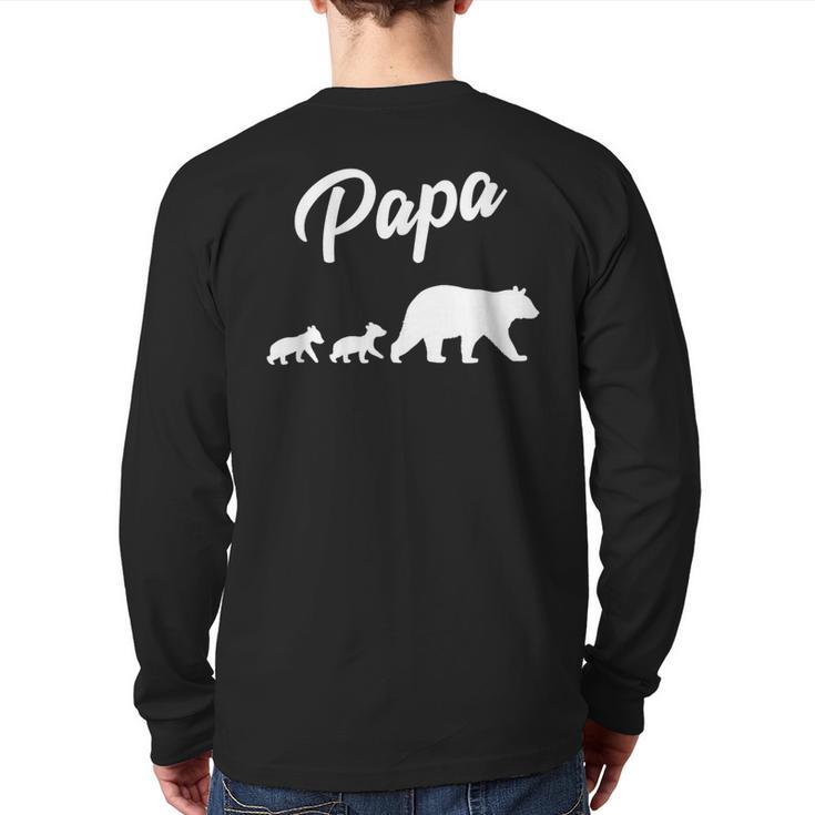 Twin Dad Papa Bear Two Cubs 2 Kids Long Sleeve T-Shirt Back Print Twin Dad Papa Bear Two Cubs 2 Kids Long Sleeve T-Shirt Back Print