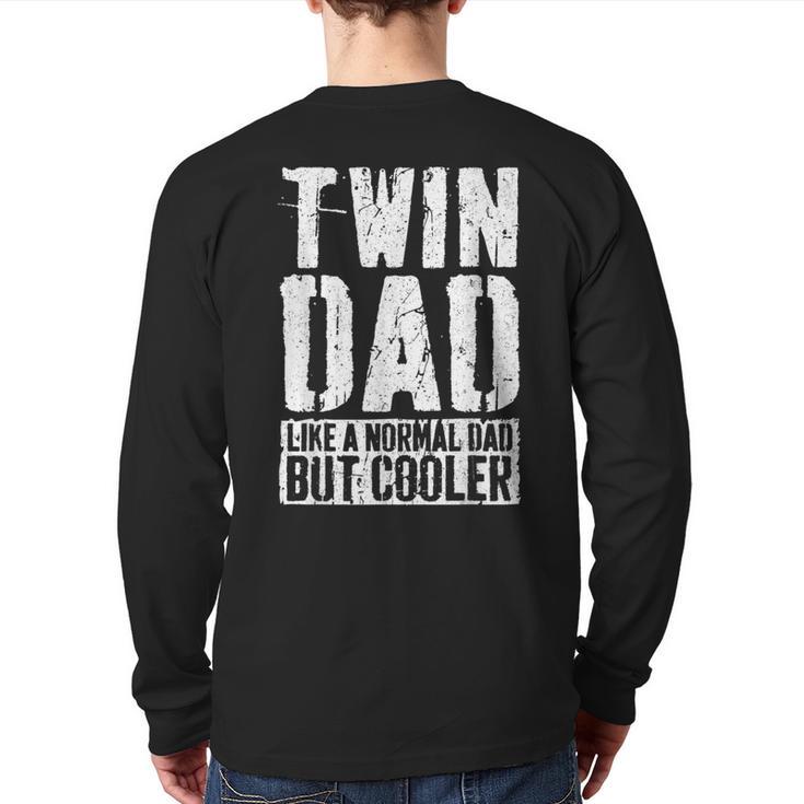 Twin Dad Shirt Men Dad Of Twins Fathers Day Long Sleeve T-Shirt Back Print