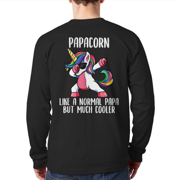 Unicorn Dad Girl Birthday Party Clothing Papacorn Long Sleeve T-Shirt Back Print