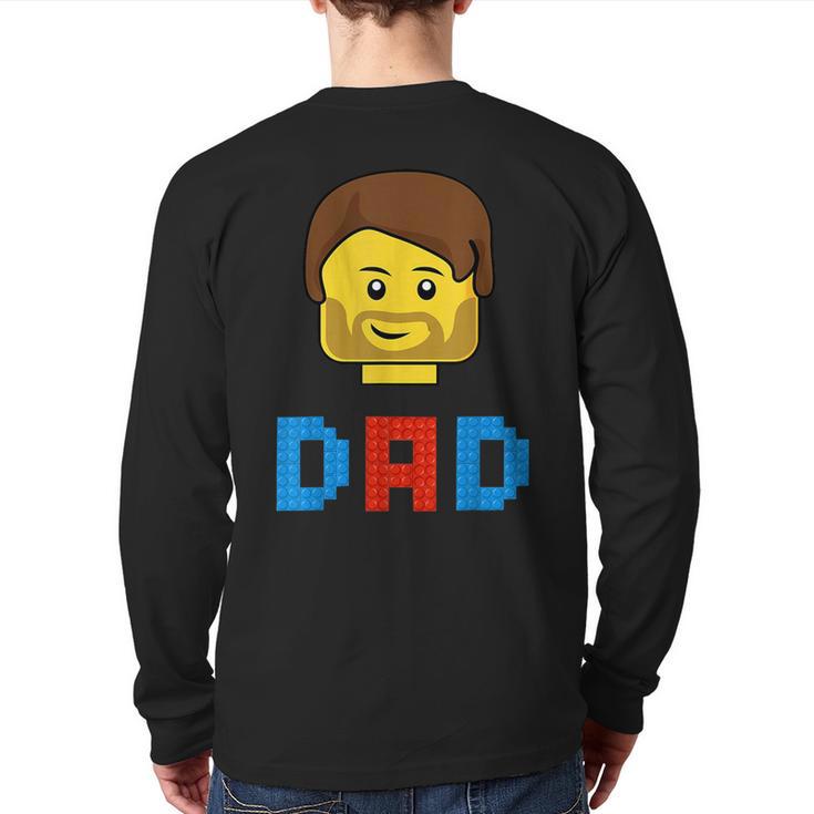 Unique Family Dad Master Builder Building Bricks Blocks Long Sleeve T-Shirt Back Print