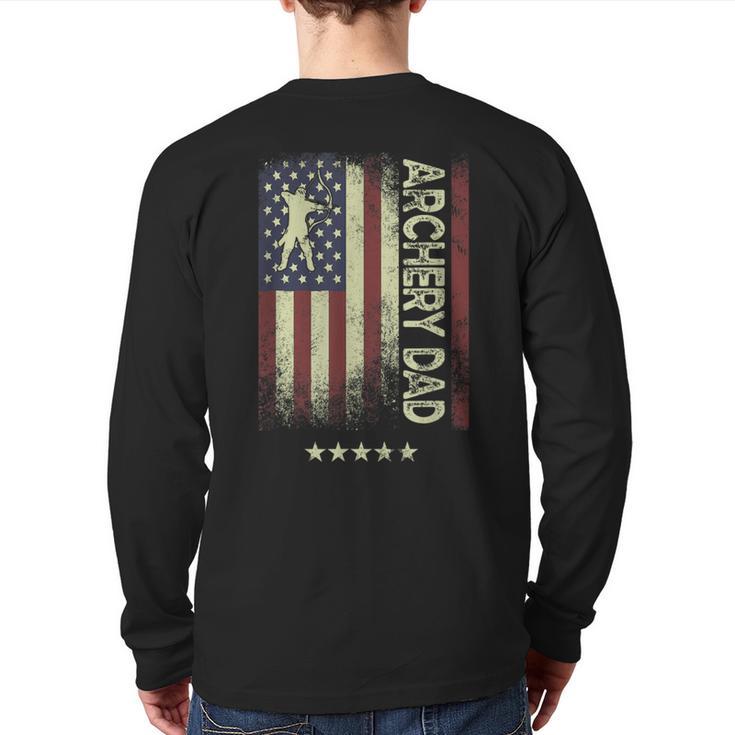 USA American Flag Archery Dad Long Sleeve T-Shirt Back Print