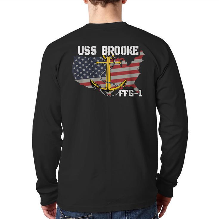 USS Brooke FFG-1 Frigate Veterans Day Son Father Grandpa Dad Long Sleeve T-Shirt Back Print