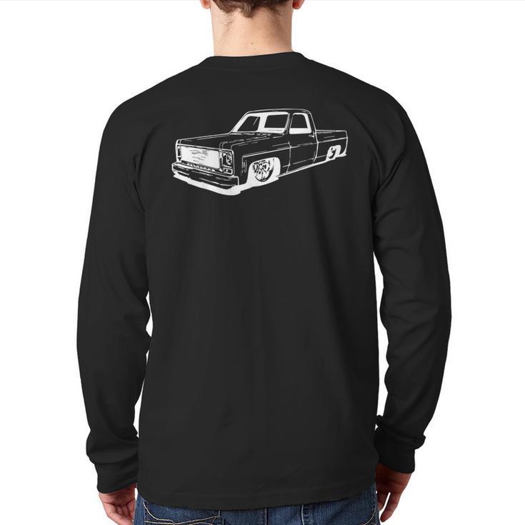 Vintage 73-87 Mini C10 Truck Slammed Graphic Dad Gag Father Long Sleeve T-Shirt Back Print