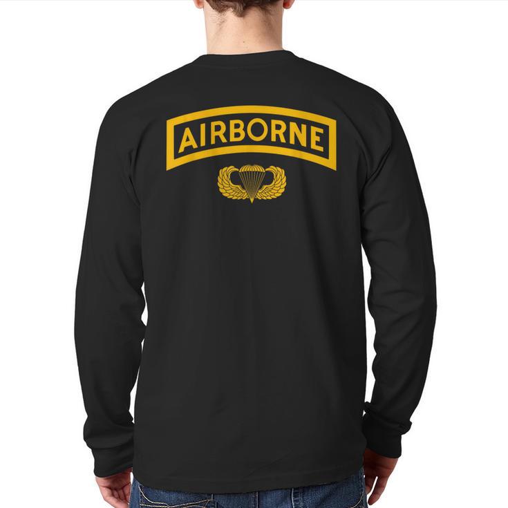 Vintage Airborne Veteran Paratrooper For Men Dad T-Shirt Long Sleeve T-Shirt Back Print